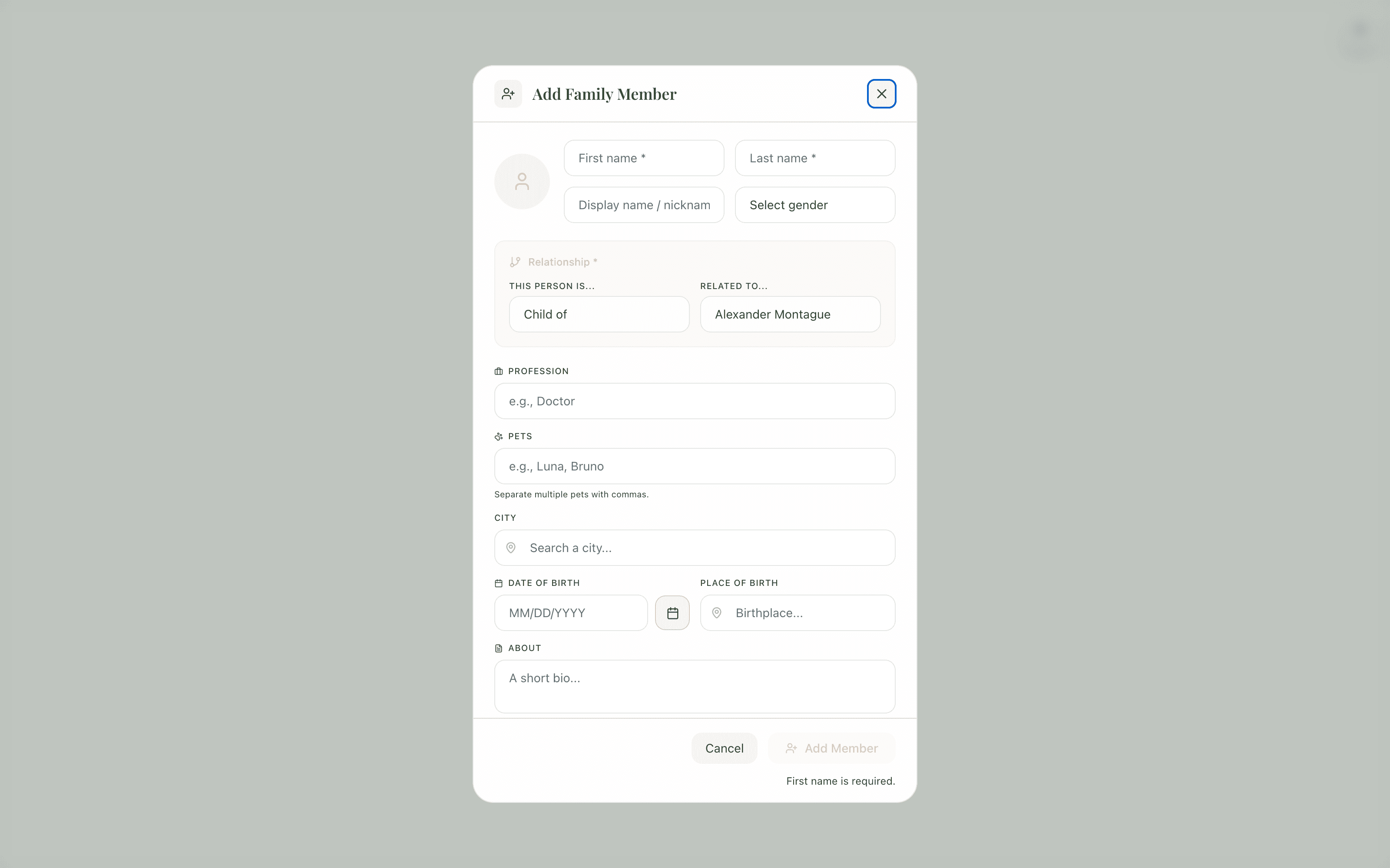 Add Members screen preview