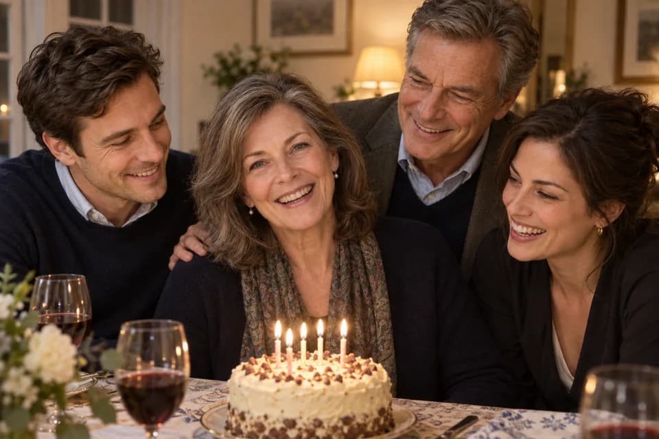 Catherine celebrating her birthday with Edward, Alexander, and Isabella